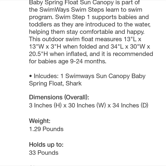 Swimways Sun Canopy Spring Float With Hyper-Flate Valve  - Shark - Picture 6 of 8